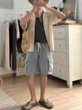 NOOBITA - Quần shorts jeans túi hộp 8363