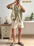 NOOBITA - So mi tay ngắn vải linen mềm mịn 8356