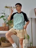 NOOBITA - Áo thun tay raglan phối màu 8369