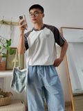 NOOBITA - Áo thun tay raglan phối màu 8369