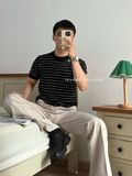 NOOBITA - Áo thun len dệt kim kẻ sọc 8191