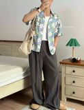 NOOBITA - Sơ mi tay ngắn hoạ tiết hoa 8195