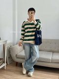 NOOBITA - Áo thun polo tay dài cổ V 8206