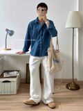 NOOBITA - Sơ mi denim tay dài form rộng 8198