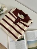 NOOBITA - Áo polo len tay dài kẻ sọc 8208