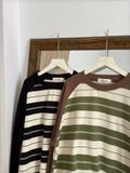 NOOBITA - Áo thun raglan oversized kẻ sọc 8215