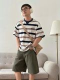 NOOBITA - Áo thun tay ngắn oversized kẻ sọc 8220