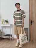 NOOBITA - Áo thun tay ngắn oversized kẻ sọc 8220
