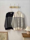 NOOBITA - Cardigan len dệt kim kẻ sọc 8221