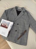 NOOBITA - Áo khoác blazer kẻ caro 8226