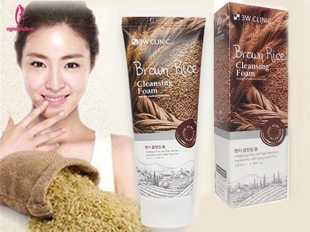 cách dùng Sữa Rửa Mặt 3W Clinic Brown Rice Cleansing Foam