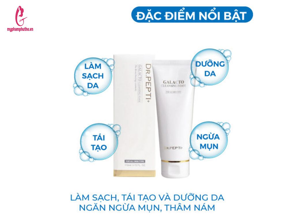 công dụng Sữa Rửa Mặt Dr.Pepti Galacto Cleansing Foam