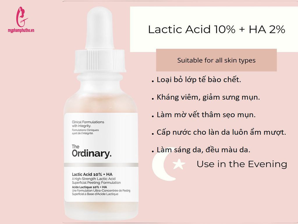 công dụng Tinh Chất The Ordinary Lactic Acid 10% + HA