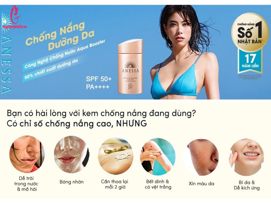 công dụng Kem Chống Nắng Anessa Perfect UV Sunscreen Mild Milk ( Vàng Nhạt)