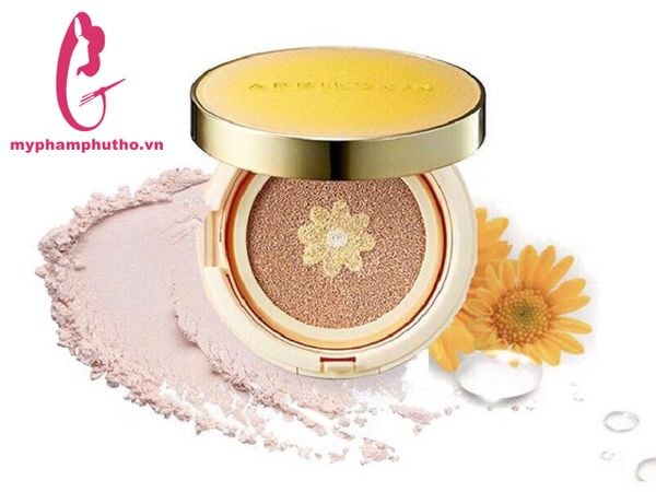 Phấn Nước April Skin Real Calendula Amploue Glow Cushion (Màu Vàng)