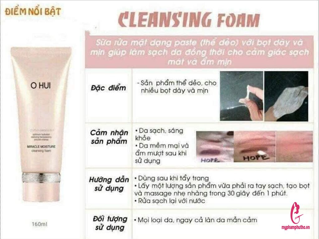 công dụng Sữa Rửa Mặt Ohui Trắng Hồng Miracle Moisture Cleansing Foam 200ml