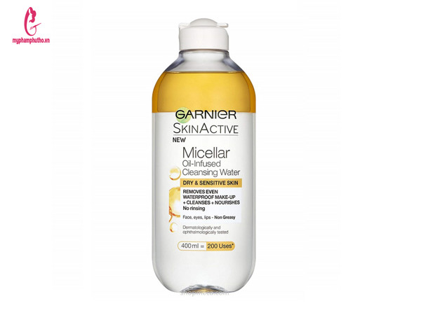 Tẩy trang Garnier Skin Active Oil Infused Micellar Cleansing Water (nắp trắng)