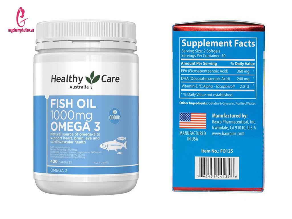 Thành phần Viên uống Omega 3 Fish Oil 1000mg Healthy Care 400 viên