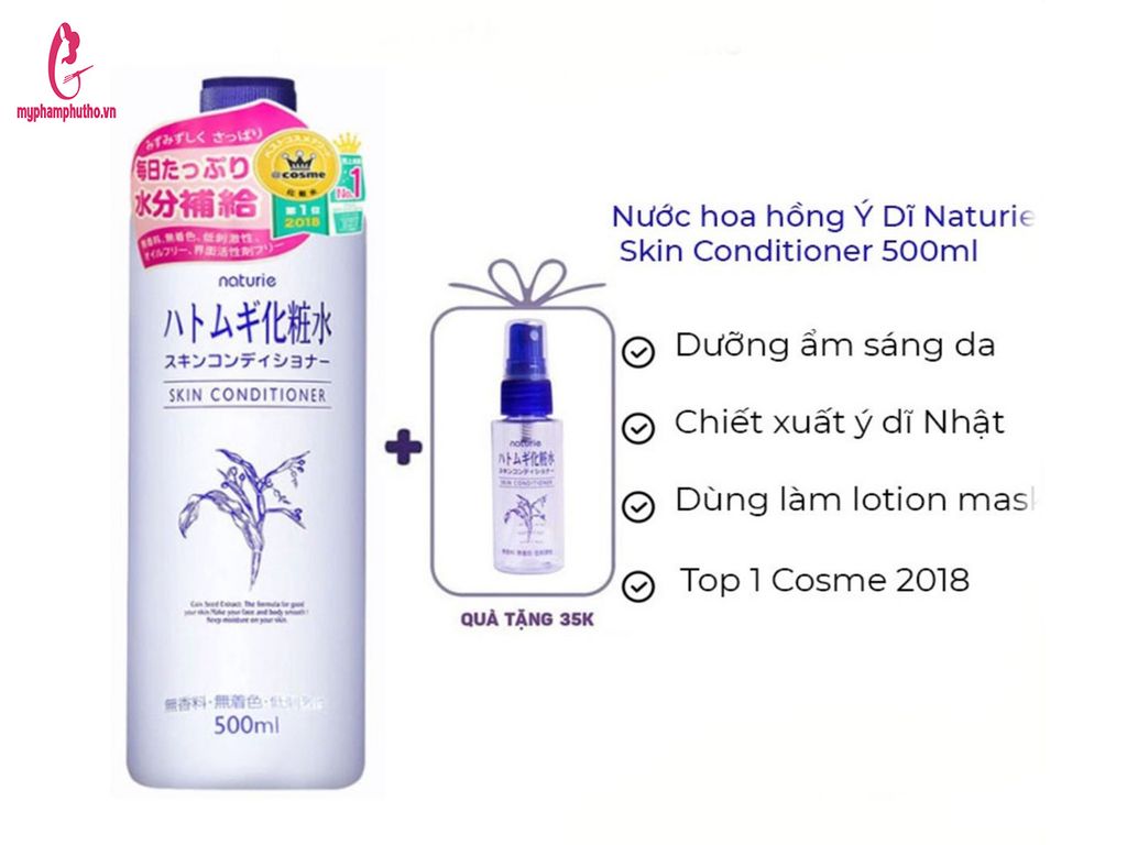 Công dụng Nước Hoa Hồng Naturie Hatomugi Skin Conditioner 500ml Ý Dỹ