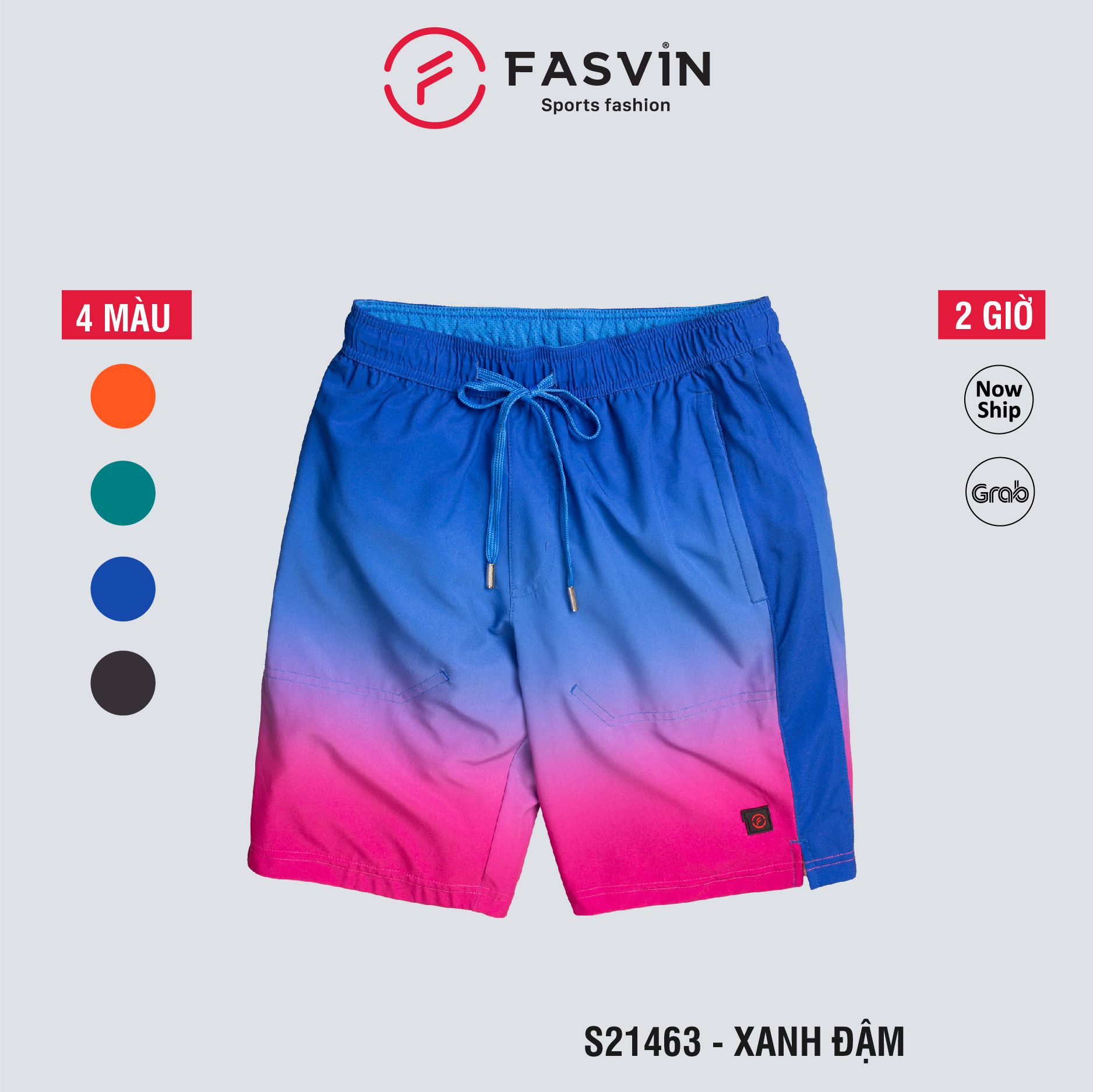 Quần short nam thể thao Fasvin vải gió in thăng hoa co giãn mềm mát S21463