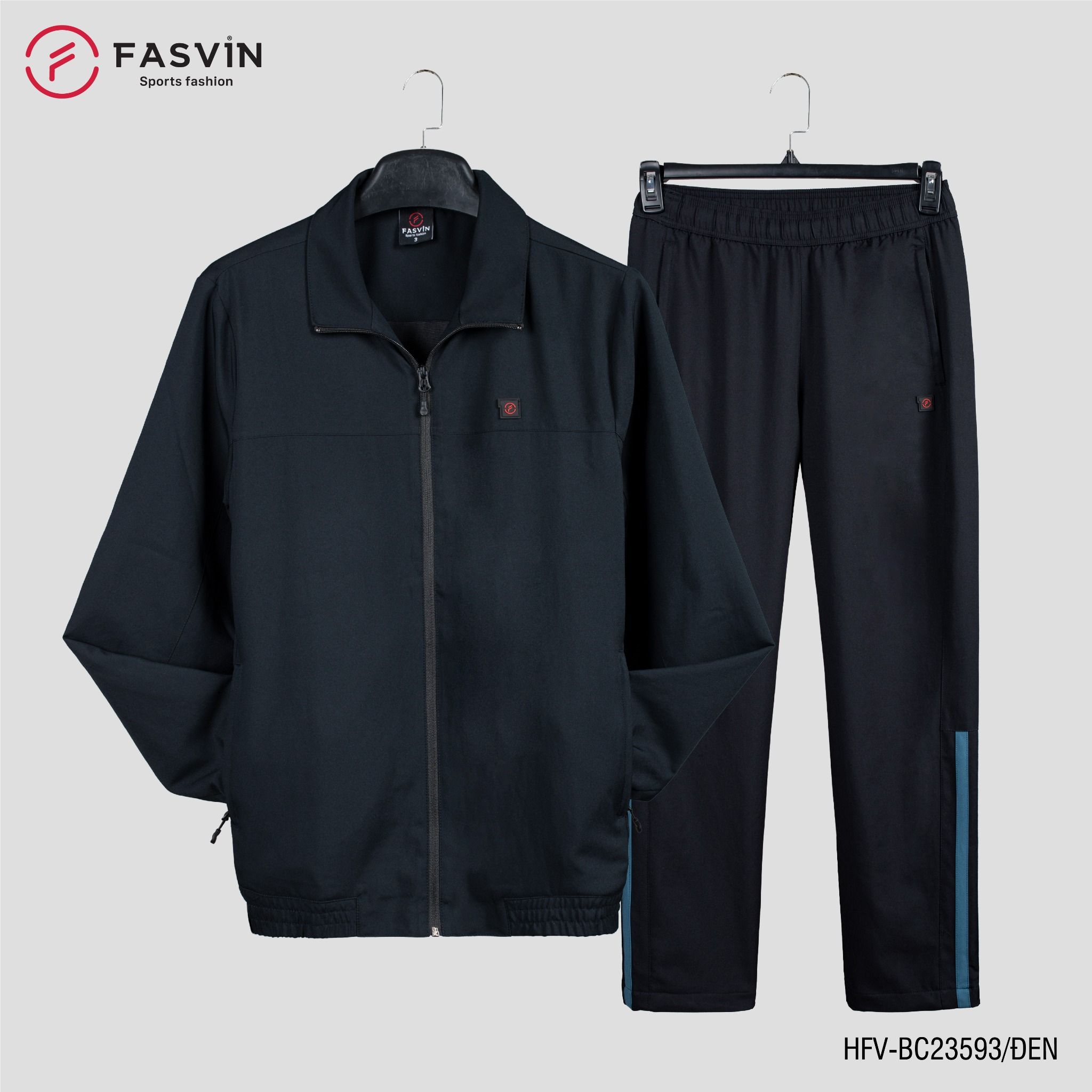 Bộ quần áo gió nam 2 lớp FASVIN BC23593 vải thể thao cao cấp lót vải thun hàng chính hãng