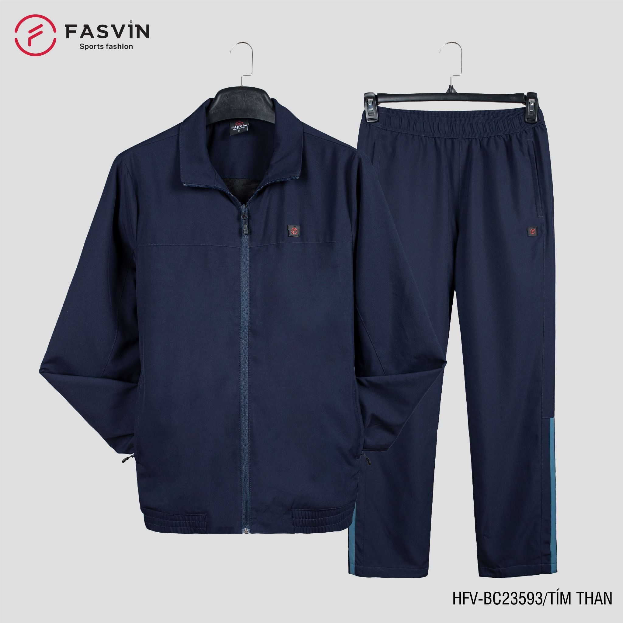 Bộ quần áo gió nam 2 lớp FASVIN BC23593 vải thể thao cao cấp lót vải thun hàng chính hãng