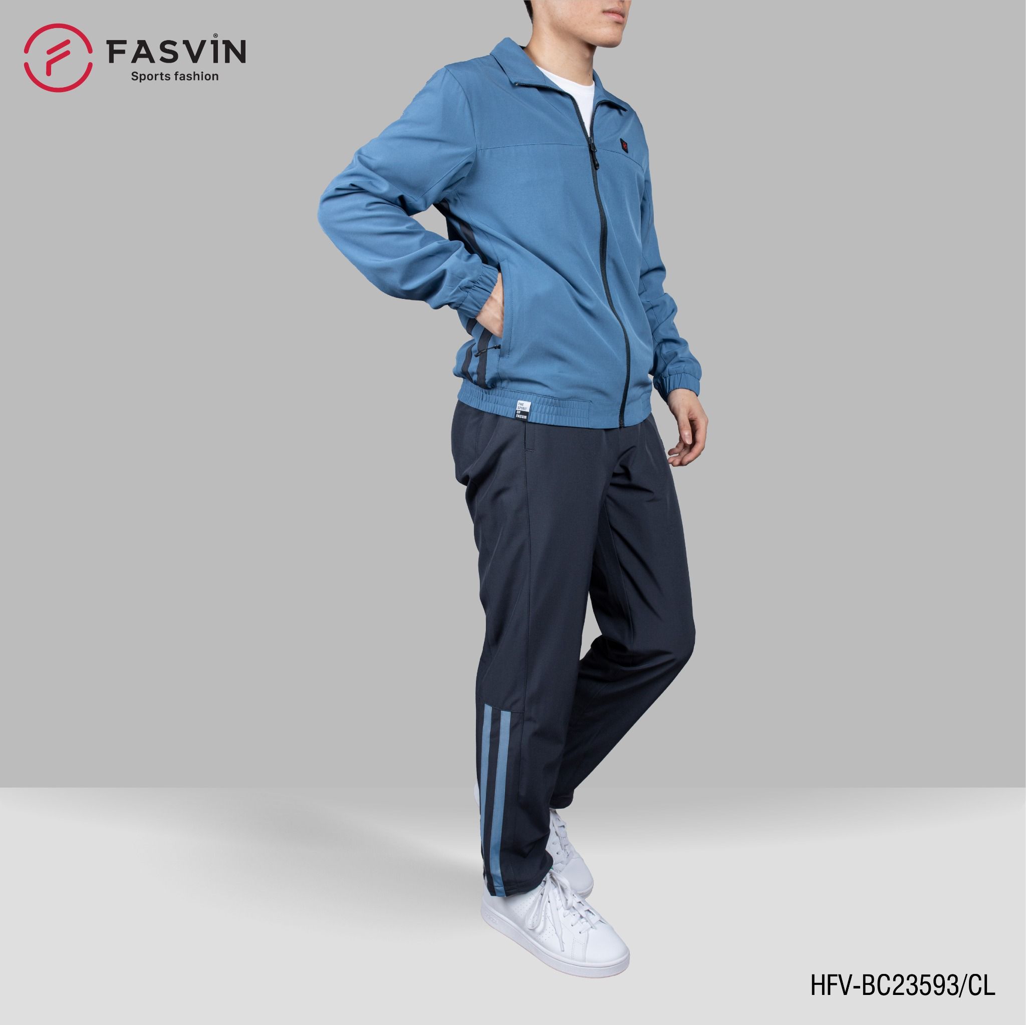 Bộ quần áo gió nam 2 lớp FASVIN BC23593 vải thể thao cao cấp lót vải thun hàng chính hãng