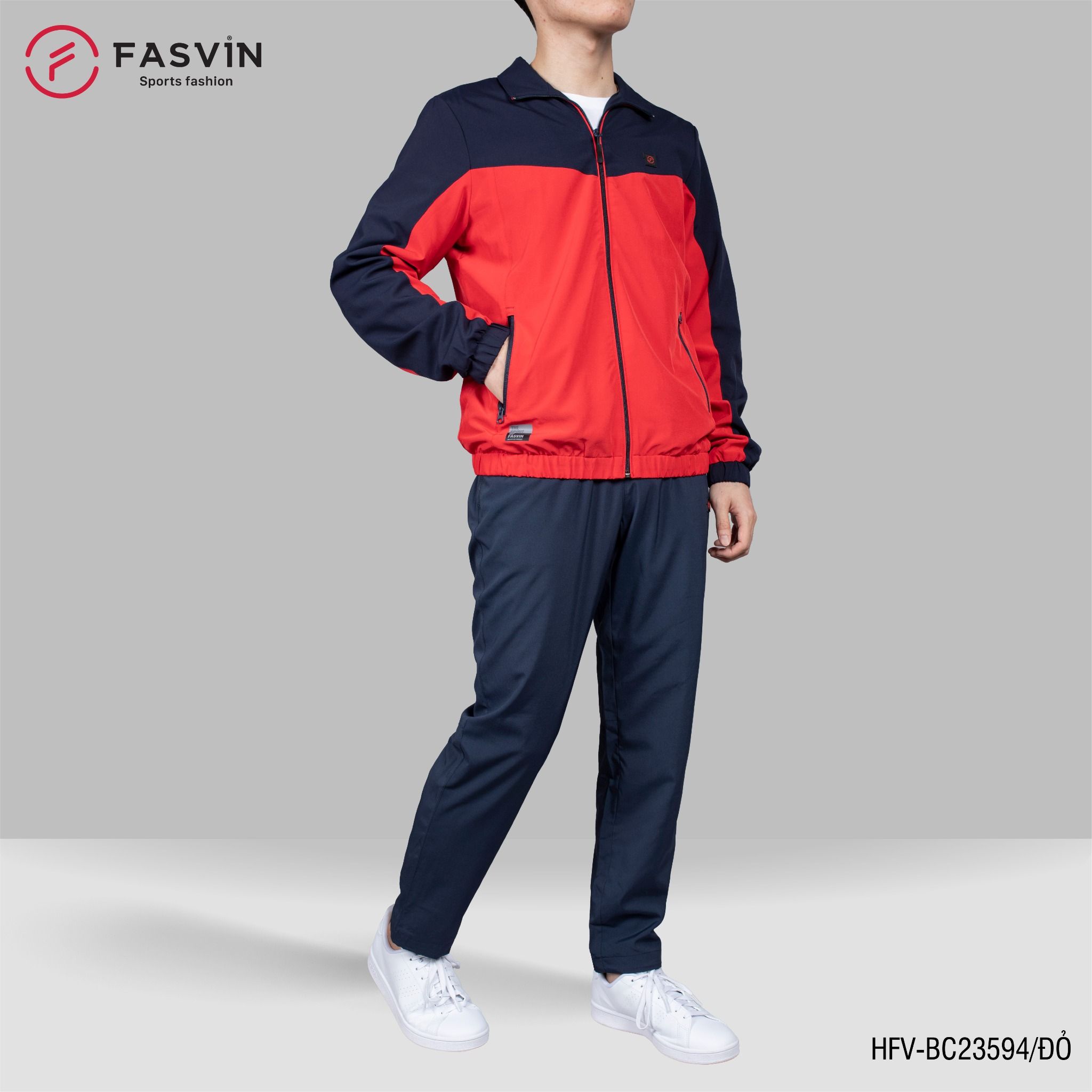Bộ quần áo gió nam 2 lớp FASVIN BC23594 vải thể thao cao cấp lót vải thun hàng chính hãng