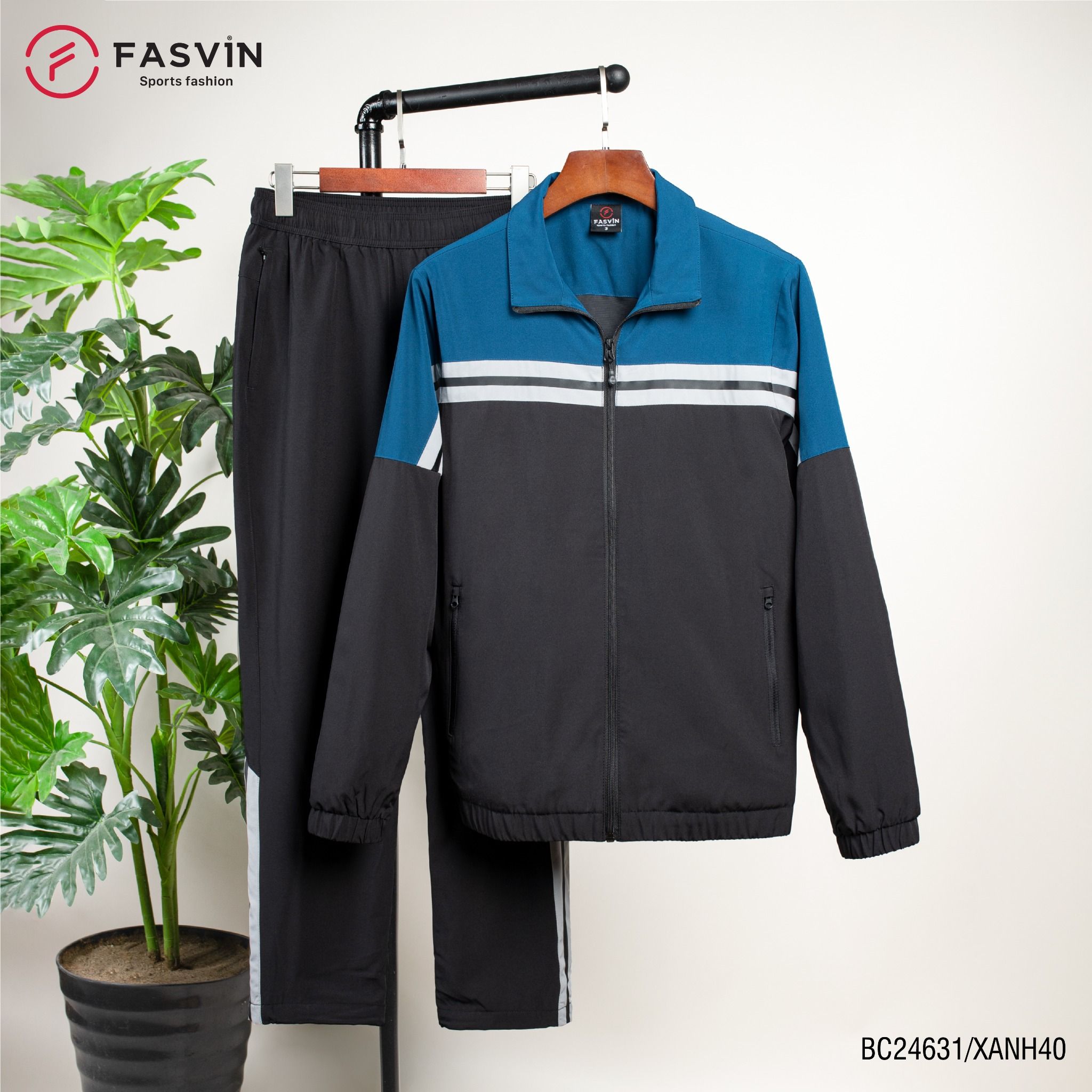 Bộ gió 2 lớp FASVIN vải thể thao cao cấp lót lưới hàng chính hãng BC24631