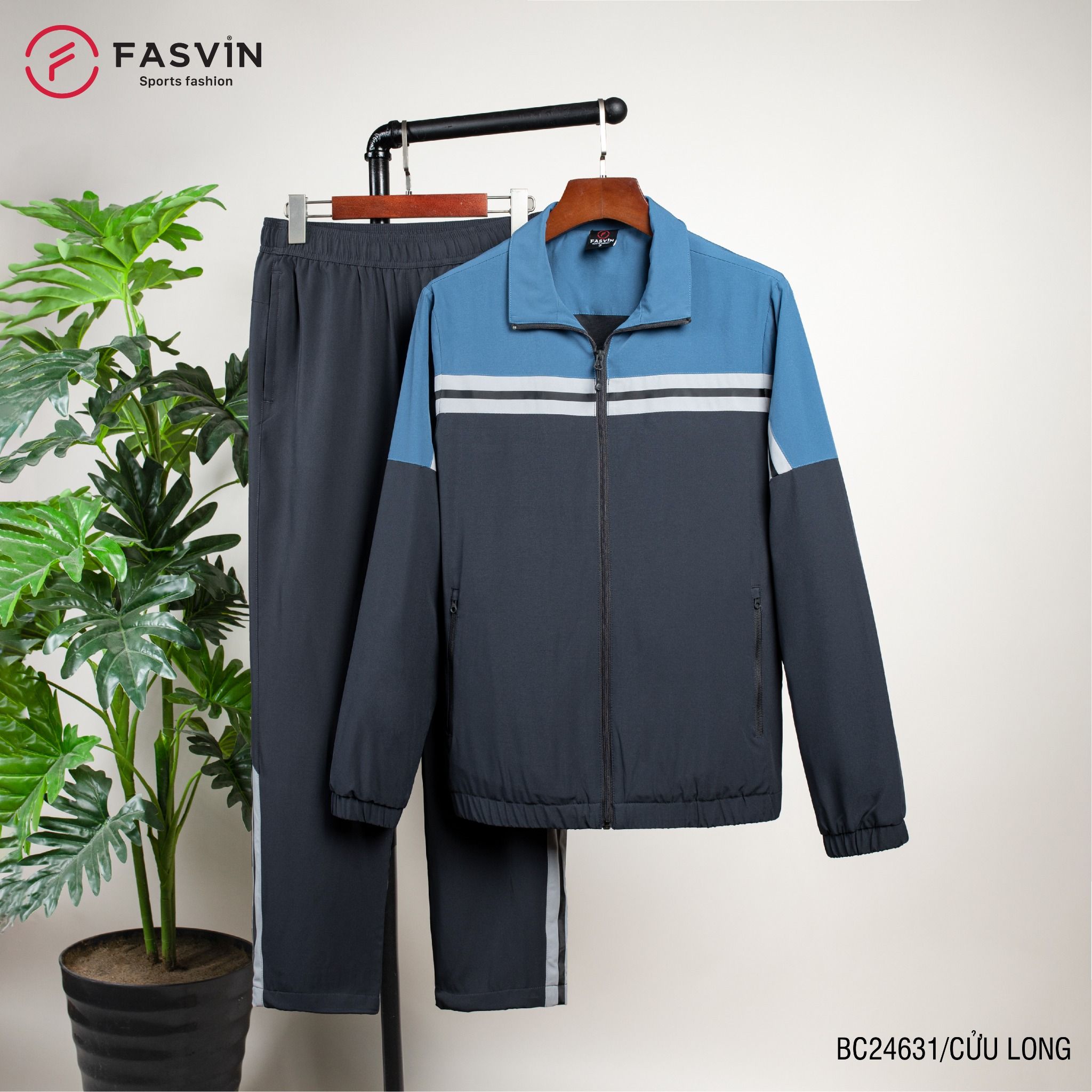 Bộ gió 2 lớp FASVIN vải thể thao cao cấp lót lưới hàng chính hãng BC24631