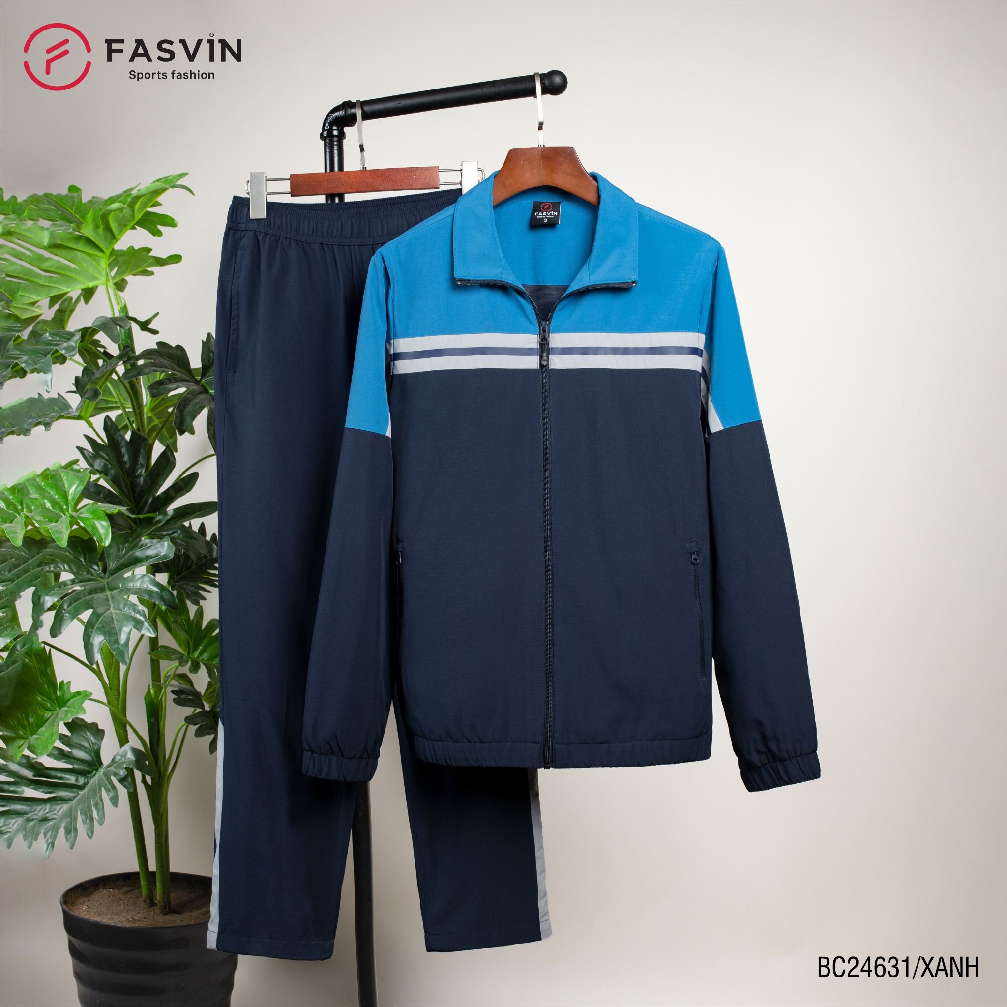 Bộ gió 2 lớp FASVIN vải thể thao cao cấp lót lưới hàng chính hãng BC24631