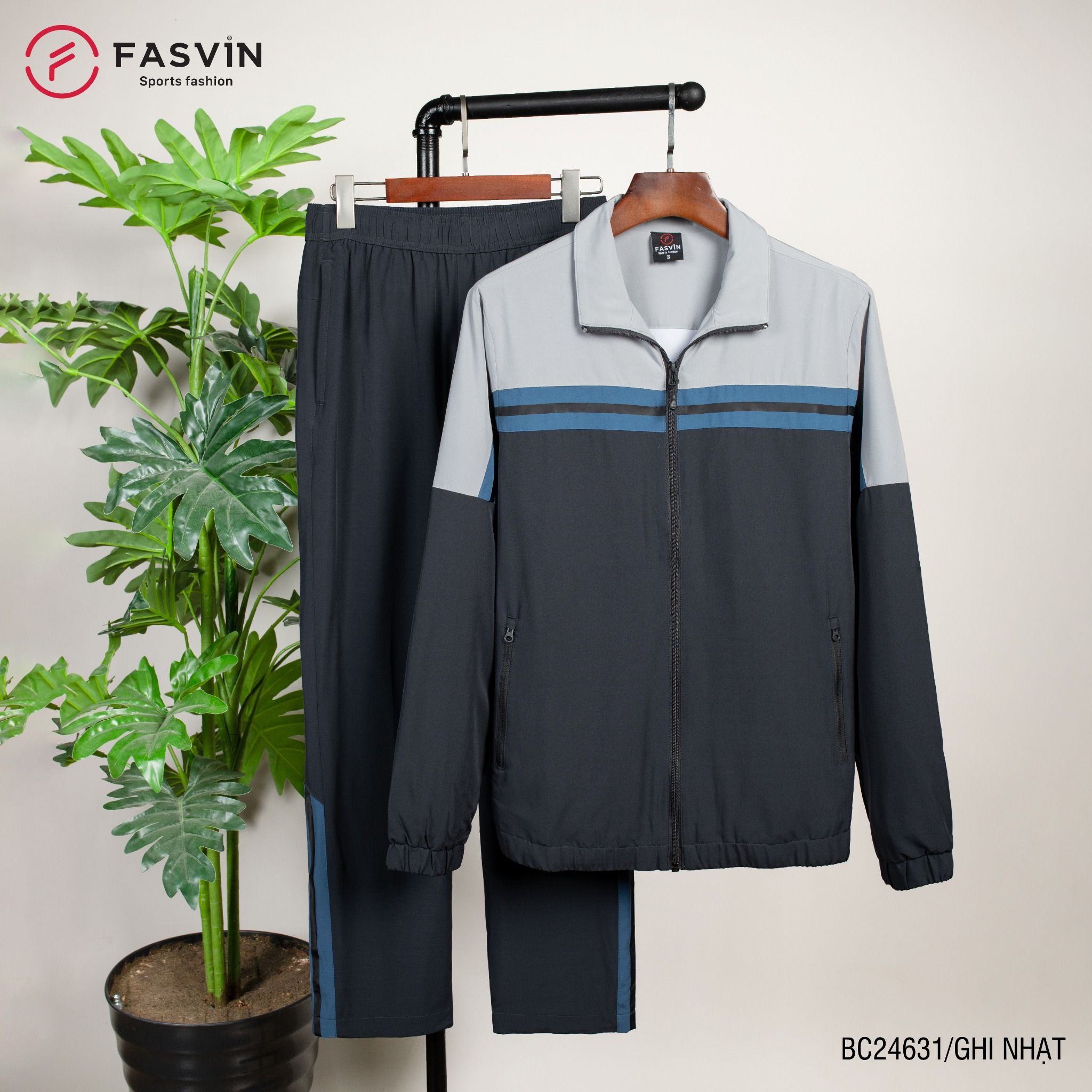 Bộ gió 2 lớp FASVIN vải thể thao cao cấp lót lưới hàng chính hãng BC24631