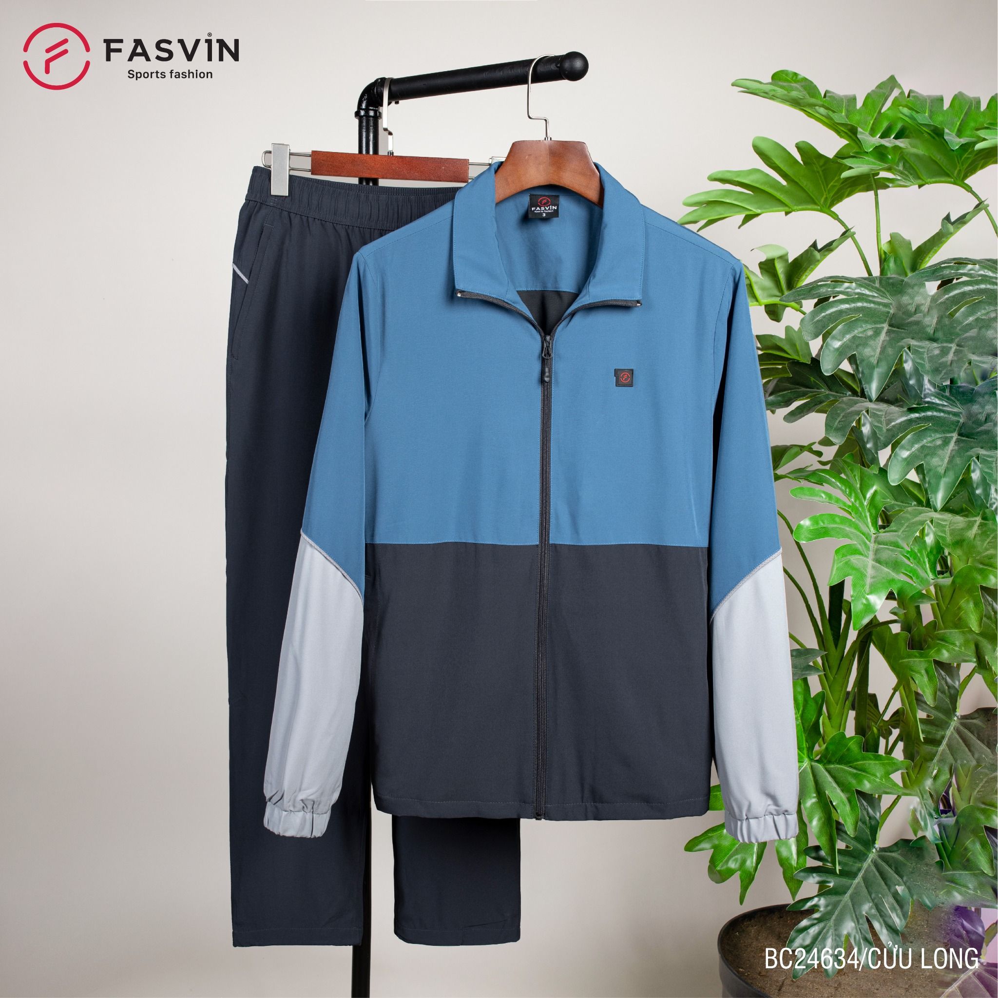 Bộ Quần Áo Gió Thể Thao Nam FASVIN BC24634 02 Lớp Lót Thun Dày Dặn Ấm Áp Chất Vải Và Phom Dáng Rất Đẹp