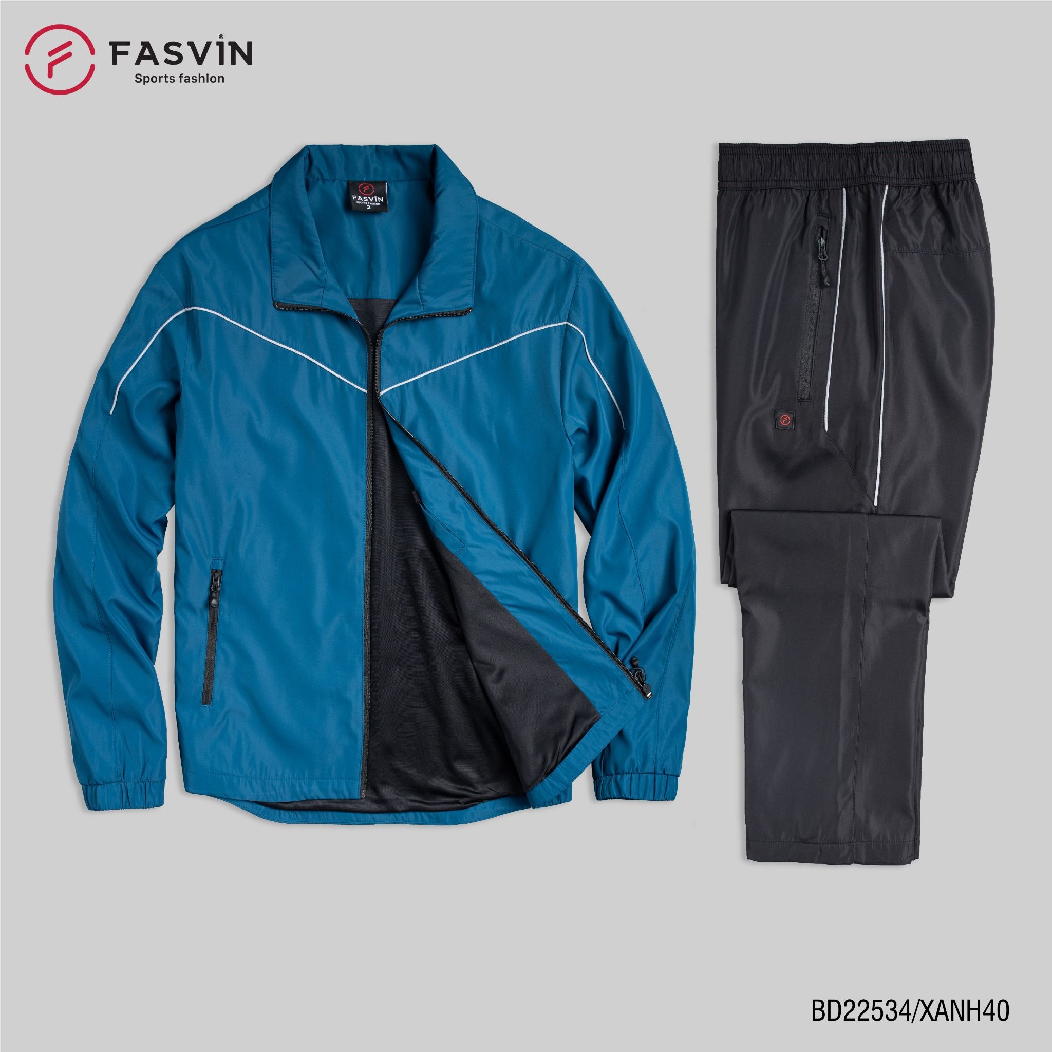 Bộ Quần Áo Gió Thể Thao Nam FASVIN BD22534 02 Lớp Lót Thun Dày Dặn Ấm Áp Chất Vải Và Phom Dáng Rất Đẹp