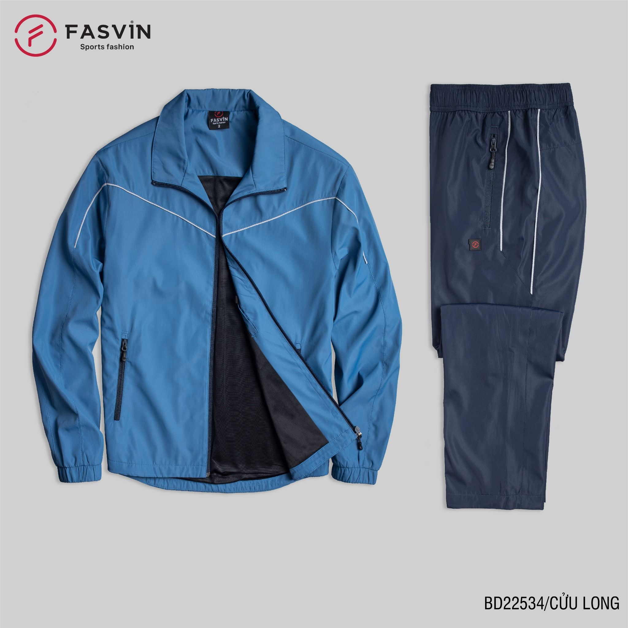 Bộ Quần Áo Gió Thể Thao Nam FASVIN BD22534 02 Lớp Lót Thun Dày Dặn Ấm Áp Chất Vải Và Phom Dáng Rất Đẹp