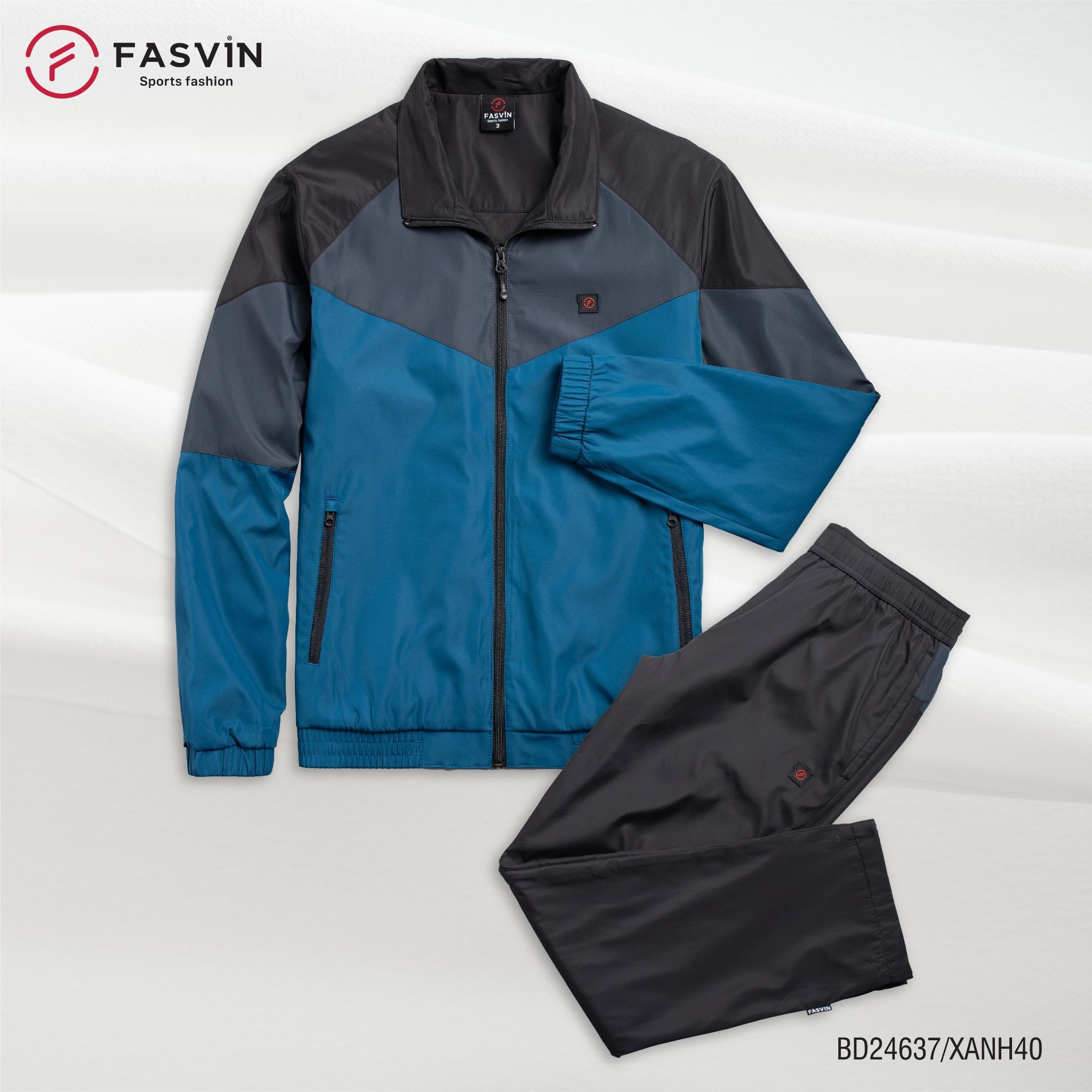 Bộ Quần Áo Gió Thể Thao Nam FASVIN BD24637 02 Lớp Lót Thun Dày Dặn Ấm Áp Chất Vải Và Phom Dáng Rất Đẹp