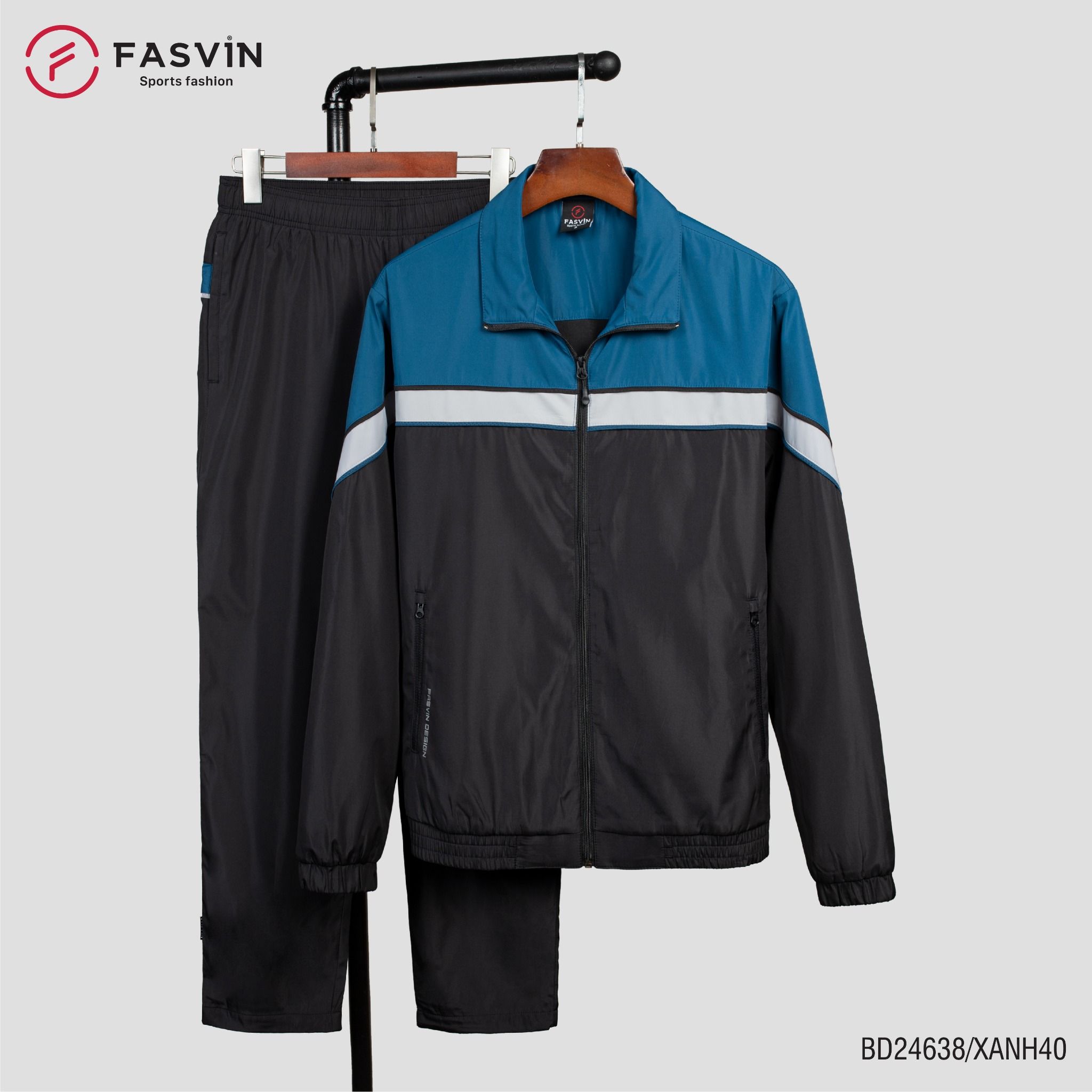 Bộ Quần Áo Gió Thể Thao Nam FASVIN BD24638 02 Lớp Lót Thun Dày Dặn Ấm Áp Chất Vải Và Phom Dáng Rất Đẹp