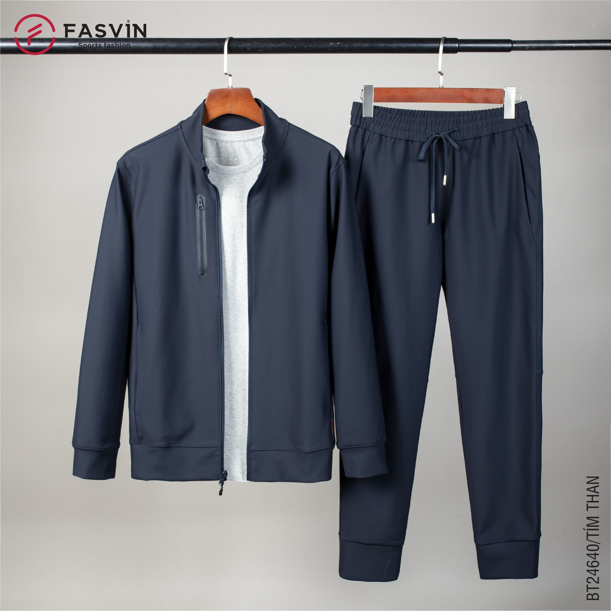 Bộ quần áo thể thao nam chất nỉ thun 01 lớp Fasvin BT24640 vải Nylon cao cấp co giãn thoải mái chất lượng tốt