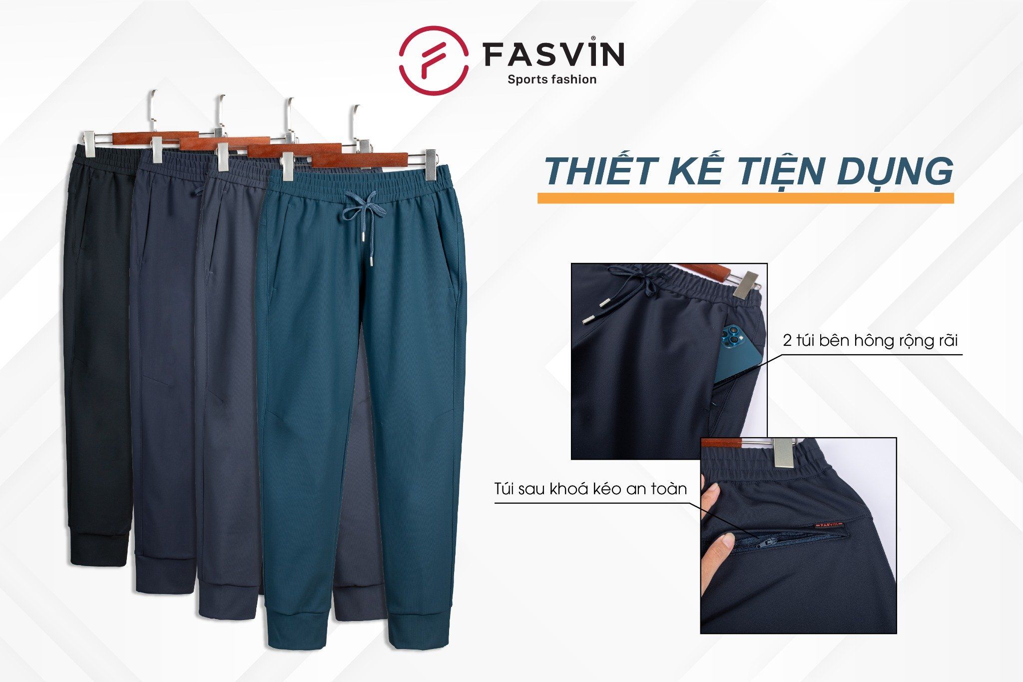 Quần Nỉ Thun Nam Cao Cấp FASVIN DT24648 Vải Nylon Hàng Nhà Máy Chất Lượng Cao