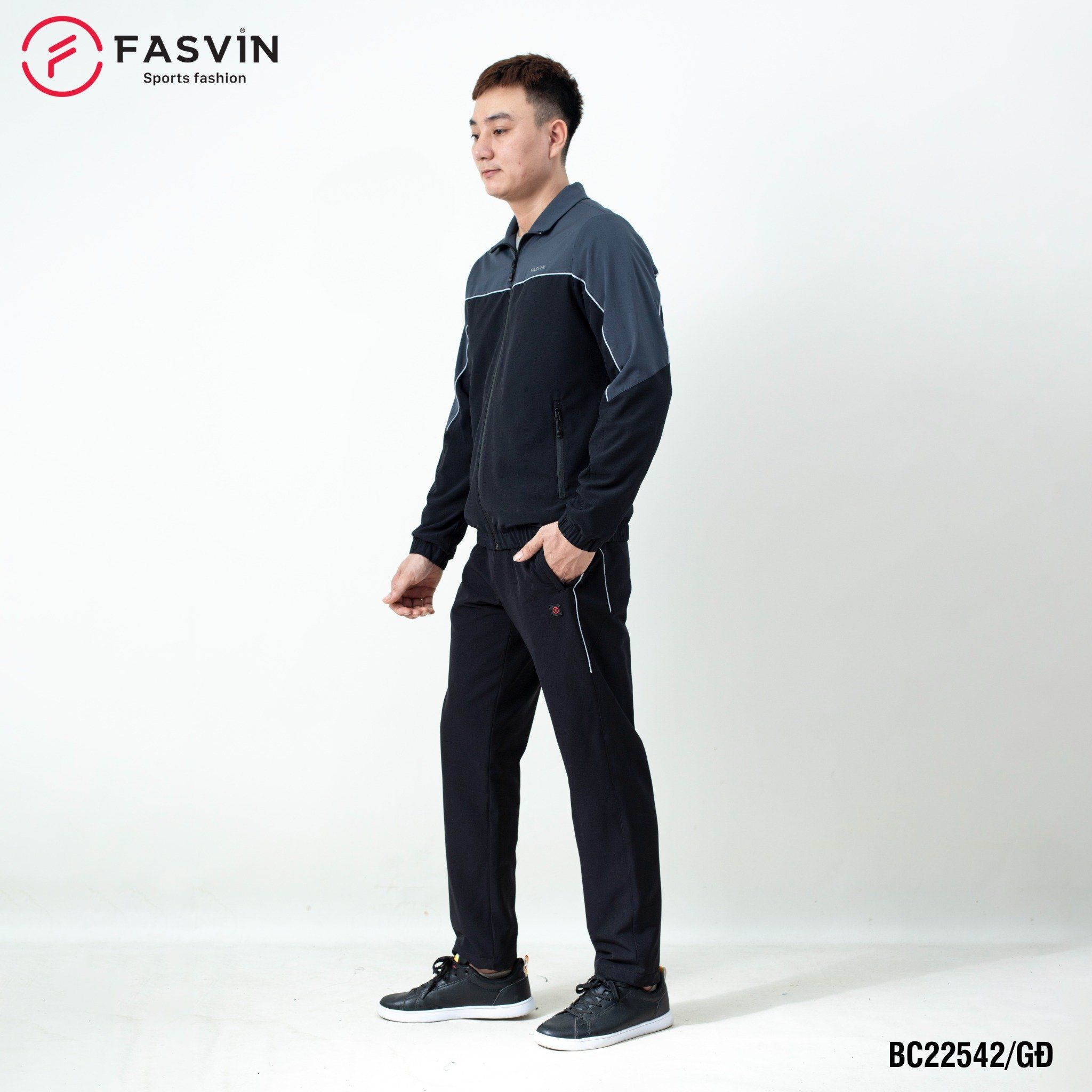 Bộ thể thao nam Fasvin chất vải gió chun 2 lớp co giãn mềm mại BC22542