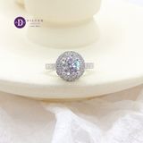  Nhẫn Đá Moissanite Đá Chủ 6.3li - Chop Halo Tròn - Nhẫn Bạc 925 Cao Cấp Đính Moissanite 6mm Sterling Silver Ring 