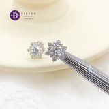  Bông Tai Nữ Đá Moissanite 5.4Li - Bông Tai Bạc 925 Cao Cấp Xi Kim - Bông Tai Nữ Kiểu Hoa Full Moi - Moissanite Silver Earrings MBT019 