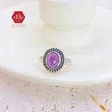  Amethyst Big Mystery Braid Stone Silver Ring - Nhẫn đá Thạch Anh Tím 084SR 