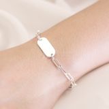  Vòng Tay Bạc 925 Bản Khắc Chữ Dây Xích Dày -  Bill Big Tag Oval Chain Bracelet 801VTT 