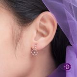  Bông Tai Tròn Đính Đá Màu Vàng Hồng - Mirror Sun Rose Gold Silver Earrings 1654BTH 