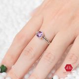  Amethyst Square Stone Braid Line Silver Ring - Nhẫn Bạc 925 đá Thạch Anh Tím - 058SR 