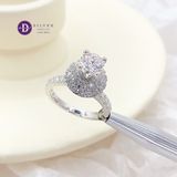  Nhẫn Đá Moissanite Đá Chủ 6.3li - Chop Halo Tròn - Nhẫn Bạc 925 Cao Cấp Đính Moissanite 6mm Sterling Silver Ring 