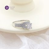  Nhẫn Đá Moissanite Đá Chủ 6li - Ổ Vuông Bản 2 Line Đá Moi- Nhẫn Bạc 925 Cao Cấp Đính Moissanite 6mm Sterling Silver Ring 