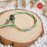  Vòng Dây Thắt Lu Thống Đá Thạch Anh Tóc Xanh Lá Và Charm Bạc  925 - Vòng Thắt Dây Thủ Công Đá Phong Thủy 