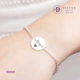  Engravable Circle Bracelet - Sterling Silver Personalised Friendship Bracelet  - Lắc Tay Mặt Tròn Khắc Chữ 1266VTT 1265VTT - Quà Tặng Ý Nghĩa 